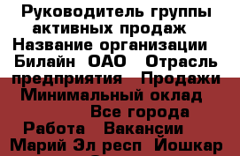 Руководитель группы активных продаж › Название организации ­ Билайн, ОАО › Отрасль предприятия ­ Продажи › Минимальный оклад ­ 30 000 - Все города Работа » Вакансии   . Марий Эл респ.,Йошкар-Ола г.